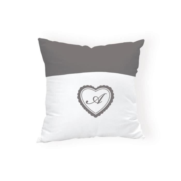 Coussin déco brodé en coton aurore blanc et gris achat / vente ... Etgris