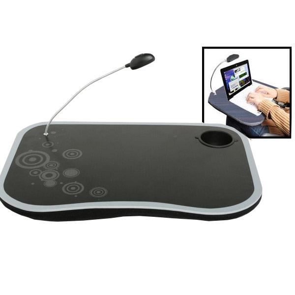 Ordinateur Portable Coussin avec lampe, porte gobelet Gris Prix
