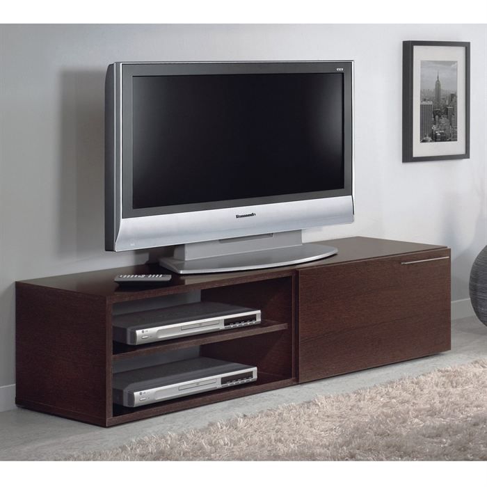 KIKUA Meuble TV 130cm wengé Achat / Vente meuble tv KIKUA Meuble TV