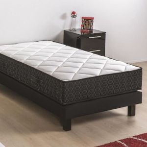 DEKO DREAM Ensemble matelas + sommier en bois massif 90 x 190 - Mousse polyuréthane 30kg/m3 - Ferme - CLIMAT SMART