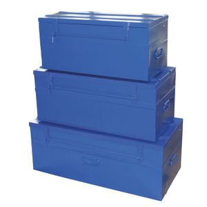 COGEX 3 malles cadenassables vides en métal bleu