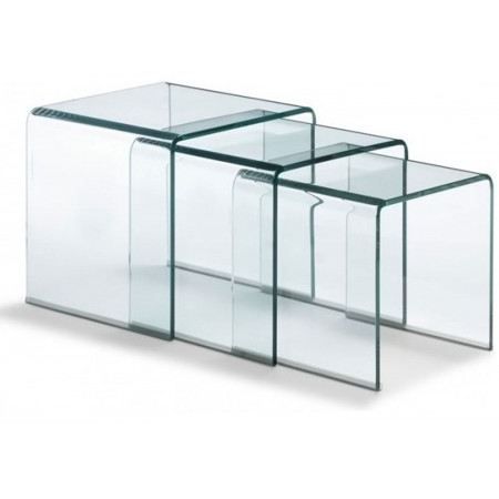 Tables Basses Gigognes 2 Pièces VidaXL - Dessus Verre Transparent, Structure Acier/Bois - Moderne, Empilable