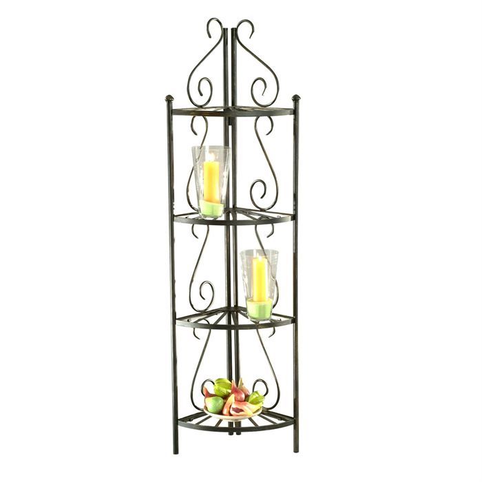 etagere d'angle fer forge blanc