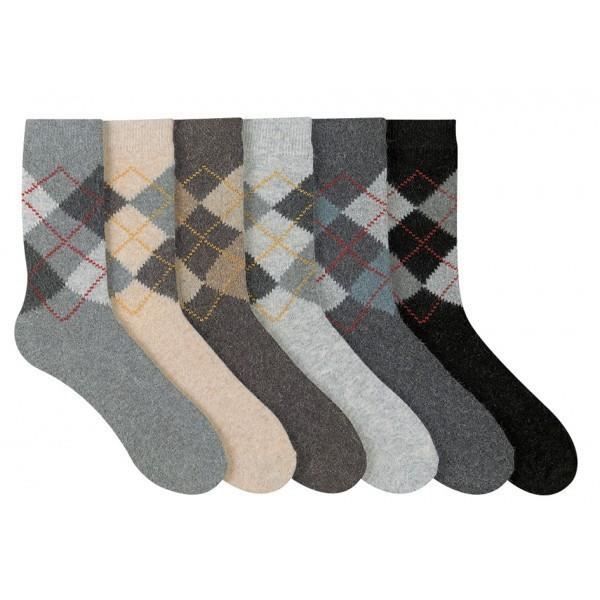 Lot X12 Intarsia Mi Chaussette Homme couleur Gris/Beige clair/Gris