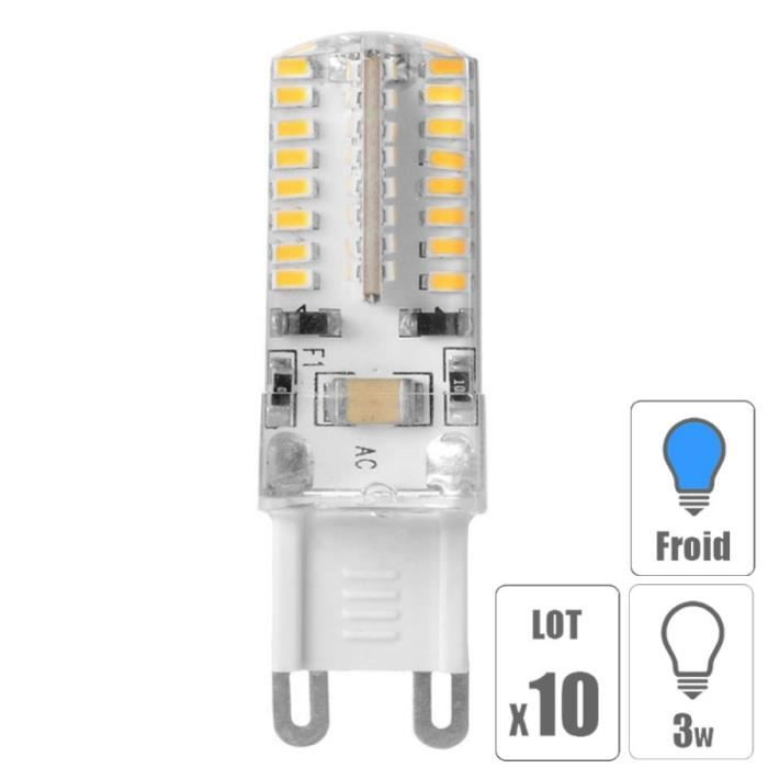 Lot de x10 ampoules led G9 3W blanc froid Achat / Vente ampoule led