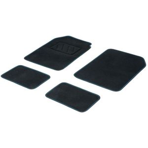 Jeu de 4 Tapis Noir Surjet Fluo Bleu