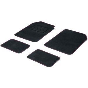 Jeu de 4 Tapis Noir Surjet Fluo Rose
