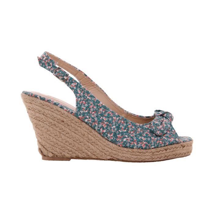 Femme Chaussures Talons Compensés Vert Vert Achat / Vente espadrille
