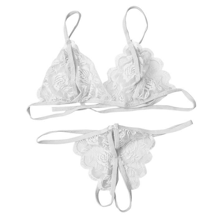 Ensemble Sexy Ouvert Lace Dentelle G String Ent Blanc Achat Vente Ensemble De Lingerie