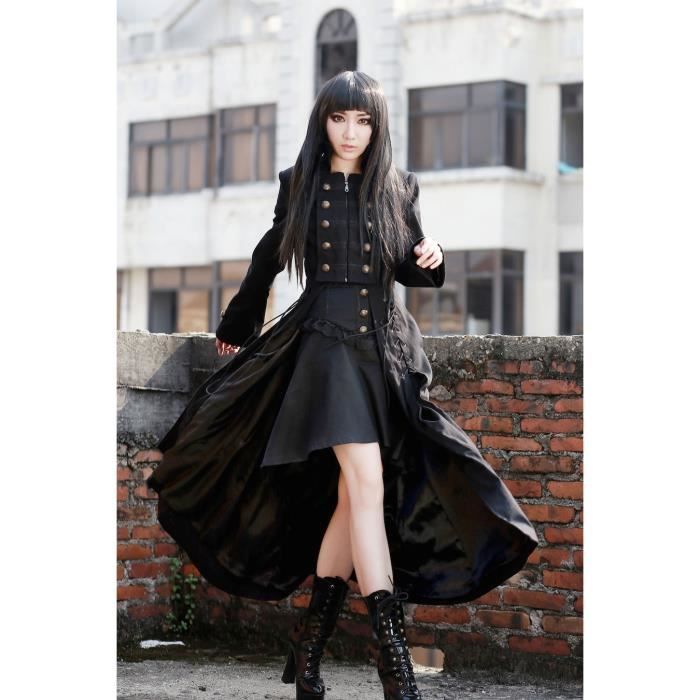 Long manteau gothique femme 'black dove' Long manteau gothique noir