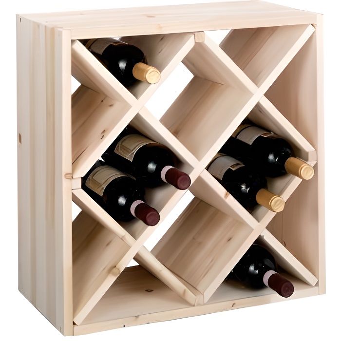 Zeller 13171 Casier à vin en bois naturel forme losange, 52 x 25 x 52