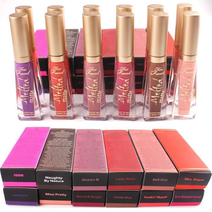 Too Faced melted matte Le Rouge à lèvres Matte liquide exempt de verre durable gloss émail