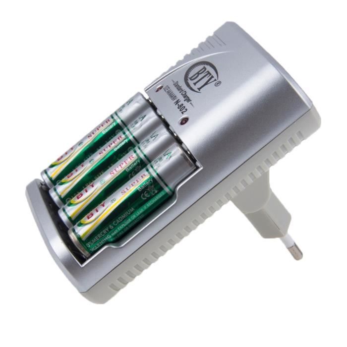 Chargeur de pile rechargeable avec prise 12V compatible pile AA / AAA / 9V. Achat / Vente