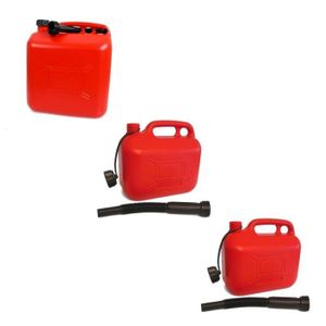 Lot de 3 Jerricans Plastique Rouge IMDIFA pour Hydrocarbures de 20L - 10L - 5L
