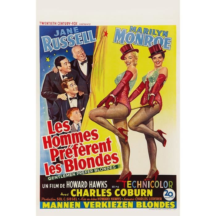 Les Hommes Préfèrent Les Blondes Ou Les Brunes HOMMES PREFERENT LES BLONDES repro poster 60x90 - Achat / Vente affiche
