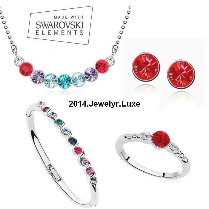 Coffret 6 Pièces Parure Bijoux Swarovski elements