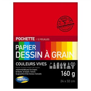 PAPETERIE Pochette dessin papier a grain couleurs vives 240x
