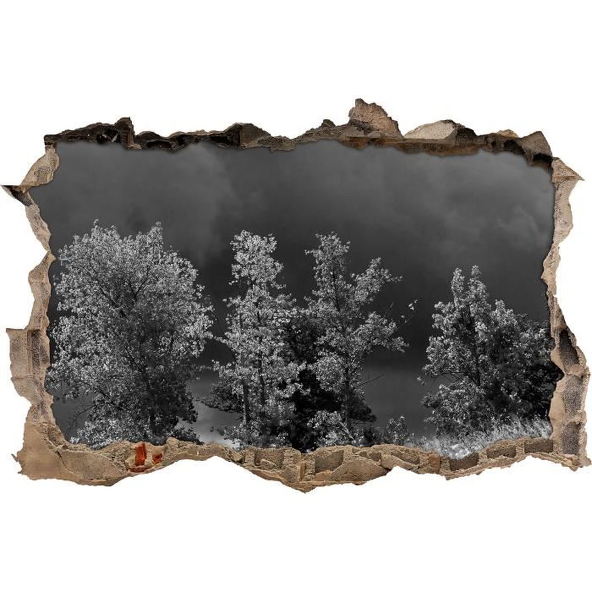 Paysage sombre paroi percée en 3d look, mur ou format vignette de ...