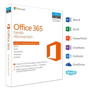 Office 365 Famille 5 PC Windows/Mac + 5 tablettes - Abonnement 1 an