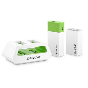 X-Moove Powergo Twin Batterie externe pour Smartphone/Tablette 2 x 5000 mAh Blanc