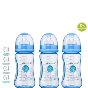 BEBE CONFORT Lot 3 biberons 270ml +tétines T1