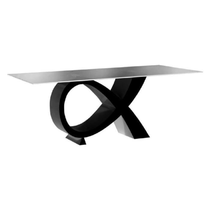 table verre pied noir