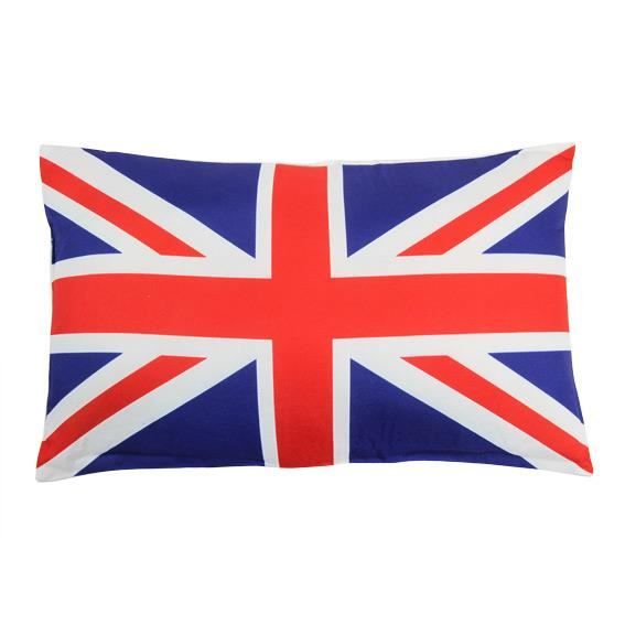 Coussin rectangulaire London Union Jack. Couleur : bleu, blanc et