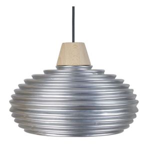LÁSSIRA Lustre - suspension céramique, diam?tre 30 cm, anneaux+bois, cuivre et blanc