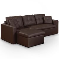 CANAPE - SOFA - BANQUETTE Canapé Angle convertible Marron foncé NEW TOLEDO