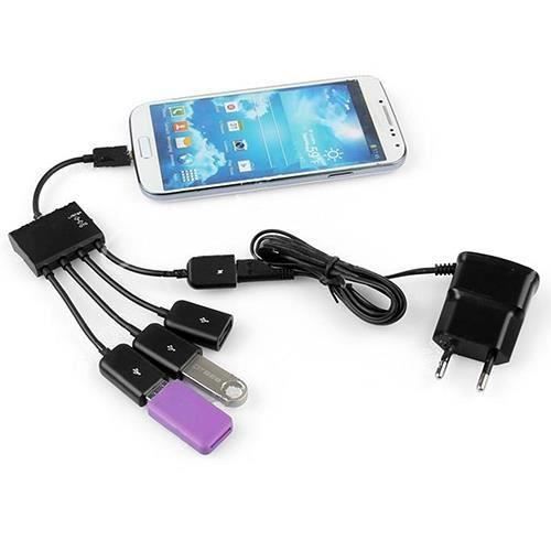 4 en 1 Micro USB Hub adaptateur OTG Extension Cable pour Android