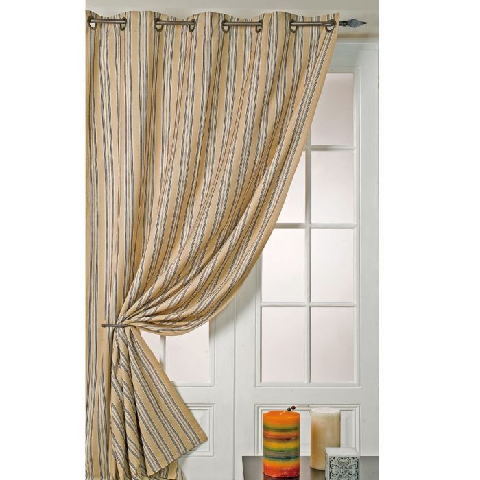 Rideau coton "colonial" beige 140 x 260 achat / vente rideau ... Rideaux Beige désign