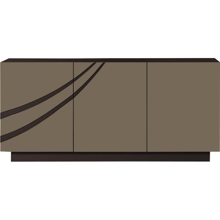 Buffet design 3 portes laque chocolat et taupe Meuble style : Design