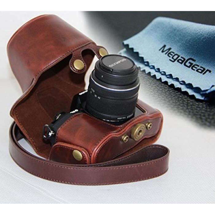 Etui de protection en cuir marron pour appareils photo numériques