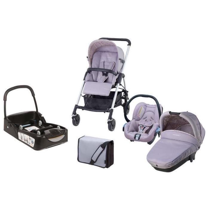 Poussette 3-en-1 Canne Trio - Pliable, Grandes Roues, Panier Spacieux - Gris - Enfants 0-4 Ans