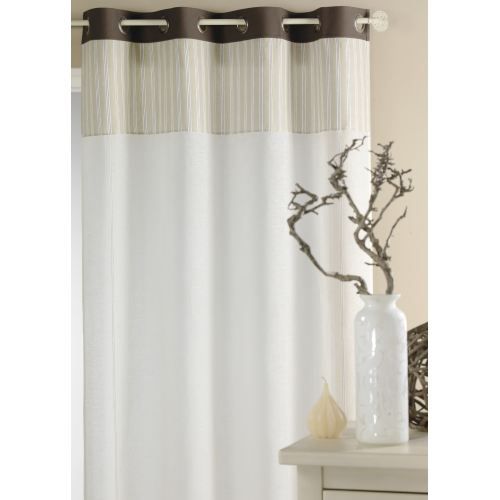 Rideau avec parement rayures Lin 140 x 260cm - Achat ...