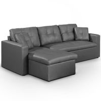 CANAPE - SOFA - BANQUETTE Canapé Angle convertible Gris NEW TOLEDO