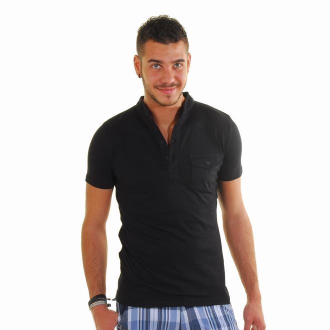 t-shirt homme uni col mao 100% Noir - Achat / Vente t-shirt - Cdiscount