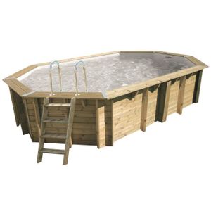 UBBINK Piscine octogonale en bois Océa 400x610xH130 cm - Liner gris