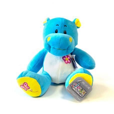 peluche hippopotame bleu