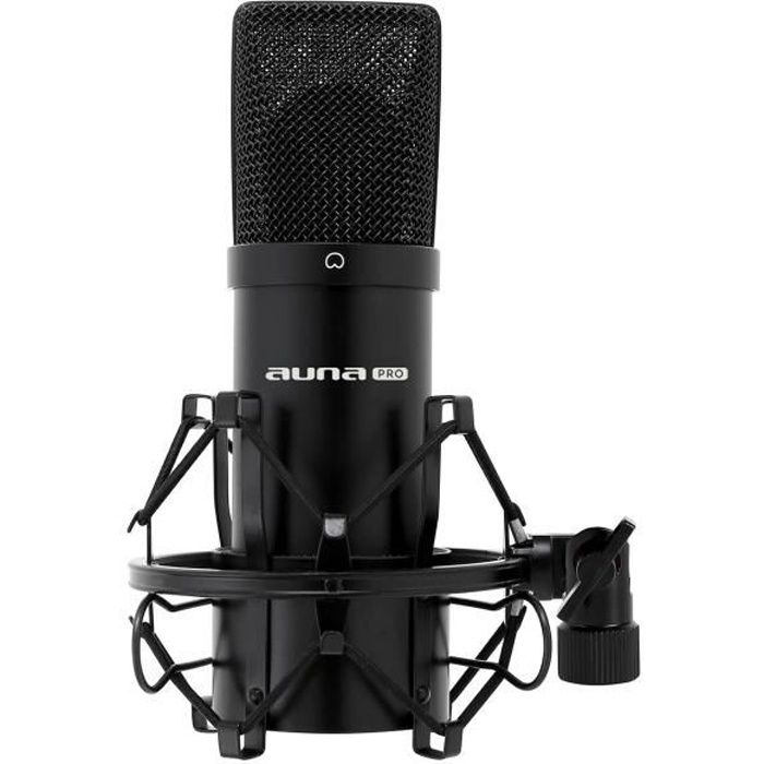 Micro cardioide de studio &agrave; condensateur noir Microphone &agrave;