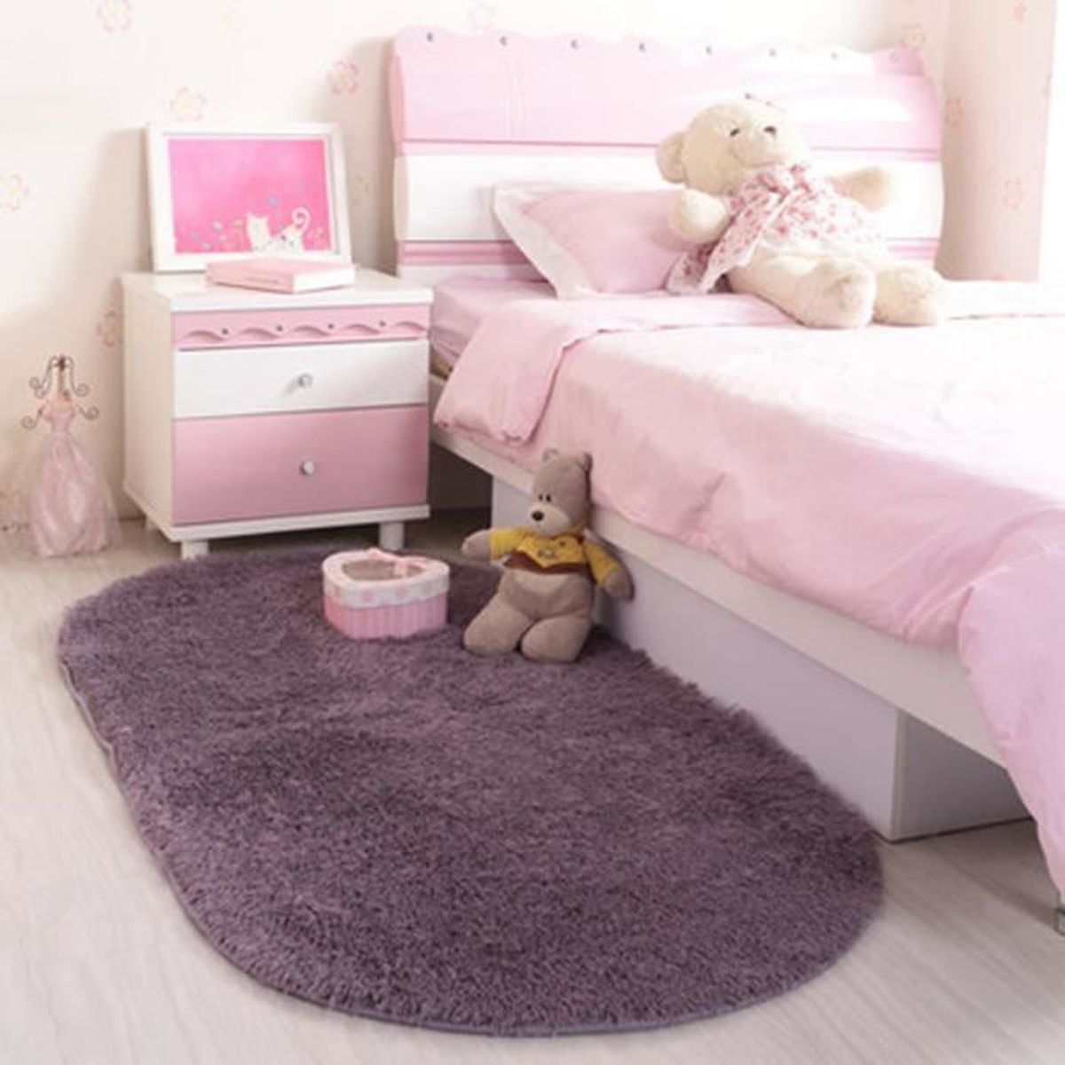 Tapis salon carpet tapis chambre enfant devant lit ovale tapis ...
