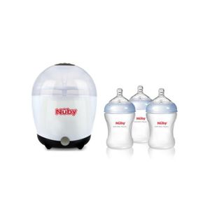 NUBY Stérilisateur one touch avec 3 biberons souples 240ml