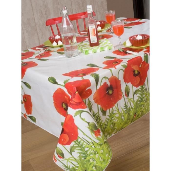 Nappe en toile cirée ronde 140 cm Joli Coquelicot Achat Vente nappe