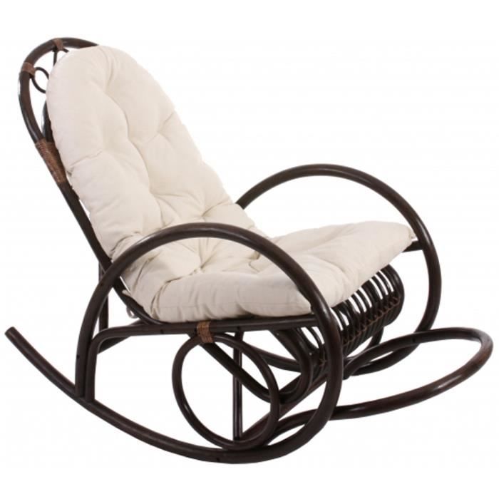 Rocking chair avec coussin blanc en rotin Derby, brun Rocking chair