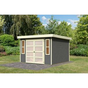 KARIBU Mühlendorf 5 Abri en bois gris 8,76m2 334x331x216cm