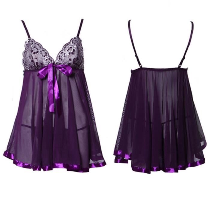 Nuisette Transparente Avec Bas - Lingerie Érotique Femme - NLAND