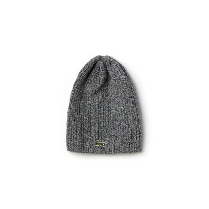 Bonnet Lacoste RB3504 en laine gris foncé chiné.