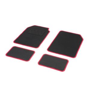 DBS Uno Jeu de 4 Tapis Moquette Aiguilletée 450 gr/m2 Noir et Rouge