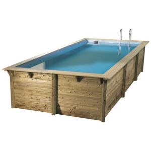 UBBINK Piscine octogonale en bois Azura 350x505xH126 cm - Liner bleu