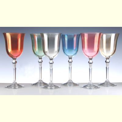 VERRES / PIED CRISTAL COULEUR X6 d'occasion Troc